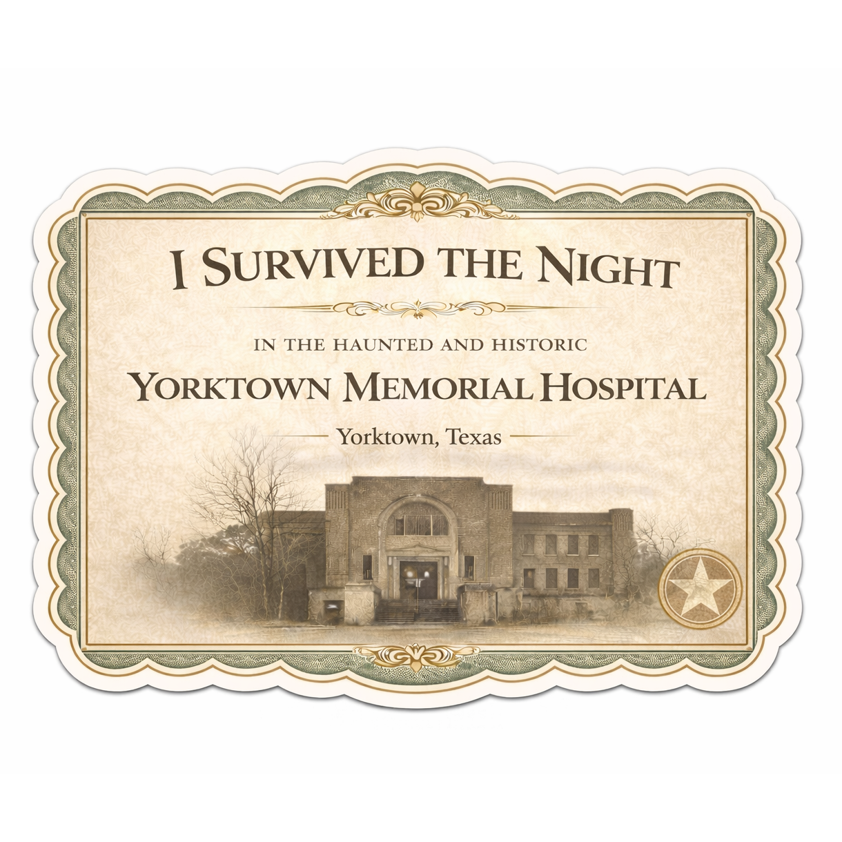 Yorktown Memorial Hospital "I Survived" Mini Sticker