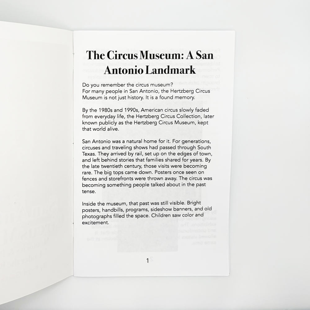 Hand-Crafted Zine: The Circus Museum of San Antonio