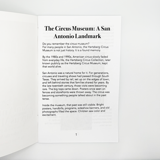 Hand-Crafted Zine: The Circus Museum of San Antonio