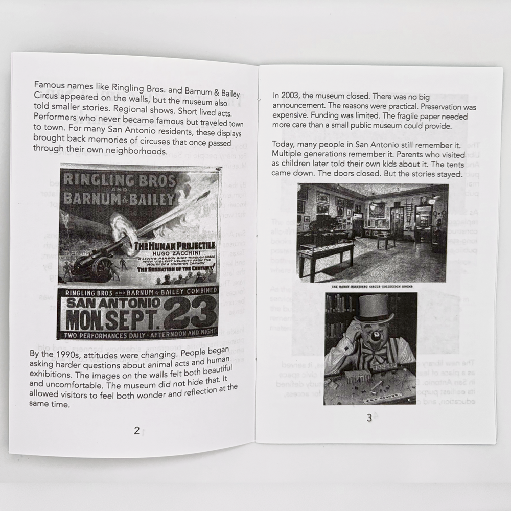 Hand-Crafted Zine: The Circus Museum of San Antonio